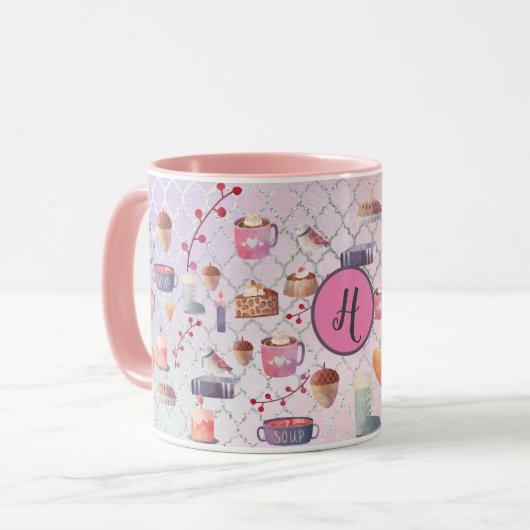 ハイゲムグズコージーライフパーソナライズされたフォークアートピンク マグカップ (正面左)