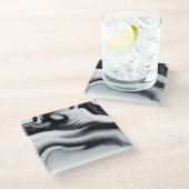 ハイコントラストの白黒大理石のガラスコースター ガラスコースター (アングル)