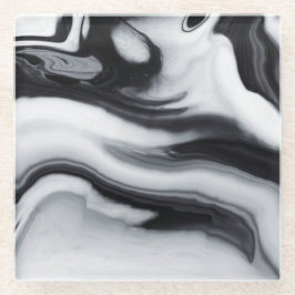 ハイコントラストの白黒大理石のガラスコースター ガラスコースター