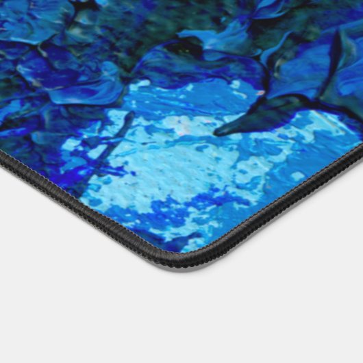 ハイコントラストブルーとグリーン抽象芸術アート デスクマット (コーナー)