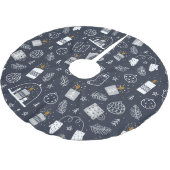 ハイジダークブルーの白い居心地の良いロウソクが贈り物をミトン ブラッシュドポリエステルツリースカート (アングル)