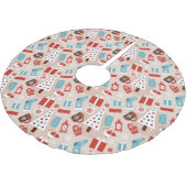 ハイジホリデイパターンインレッドアンドブルー ブラッシュドポリエステルツリースカート (アングル)