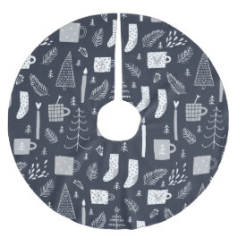 ハイジーブルーの白い居心地の良いソックスのマグ木 ブラッシュドポリエステルツリースカート