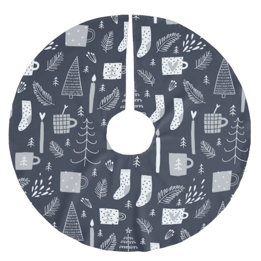 ハイジーブルーの白い居心地の良いソックスのマグ木 ブラッシュドポリエステルツリースカート (正面)