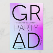 ハイスクールグラードパーティーブグラデーションロモダンック 招待状 (正面)