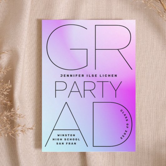 ハイスクールグラードパーティーブグラデーションロモダンック 招待状