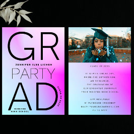 ハイスクールグラードパーティーブグラデーションロモダンック 招待状