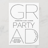 ハイスクールグラードパーティーホワイトモダンブラック 招待状 (正面)