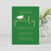 ハイスクールグラードパーティー金ゴールドグリーン招待状 案内状 (スタンド正面)