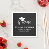 ハイスクールチョークブラック&ホワイトグラードパーティー スタンダードカクテルナプキン (インサイチュ)