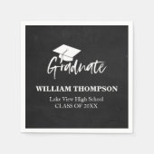ハイスクールチョークブラック&ホワイトグラードパーティー スタンダードカクテルナプキン (正面)