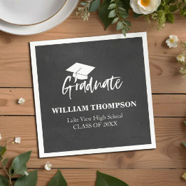 ハイスクールチョークブラック&ホワイトグラードパーティー スタンダードカクテルナプキン