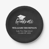 ハイスクールチョークブラック&ホワイトグラードパーティー ペーパープレート (正面)