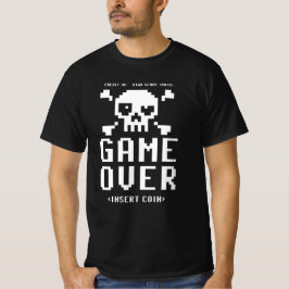 ハイスコアレトロゲーマーのためのゲームオーバー挿入コイン Tシャツ