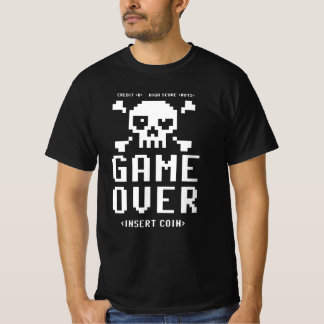 ハイスコアレトロゲーマーのためのゲームオーバー挿入コイン Tシャツ