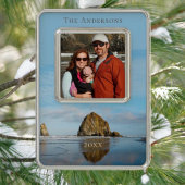 ハイスタックロックファミリーフォトキャノンビーチクリスマス シルバープレートフレームオーナメント