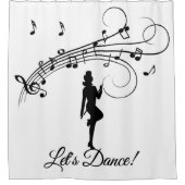 ハイステップダンスカスタム文字ホワイト シャワーカーテン (正面)