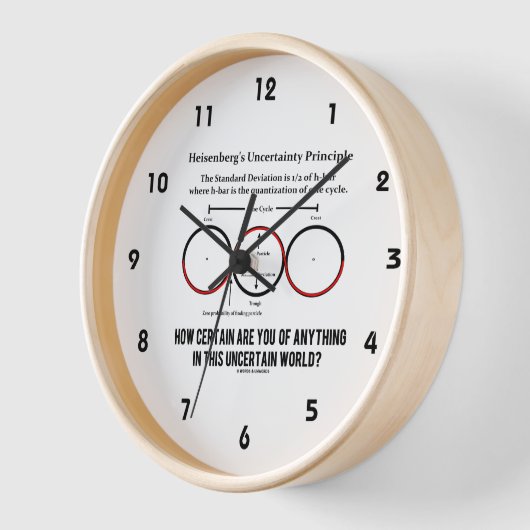 ハイゼンベルクの不確定性原理の物理学ユーモア 壁時計 (傾斜)