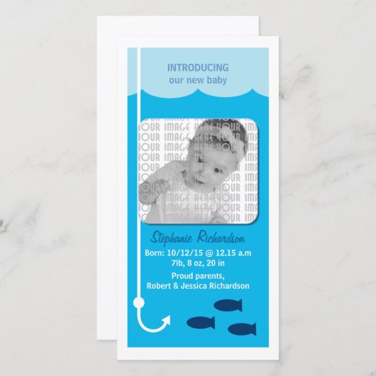 ハイタイド魚釣りベビー発表 案内状 (正面/裏面)