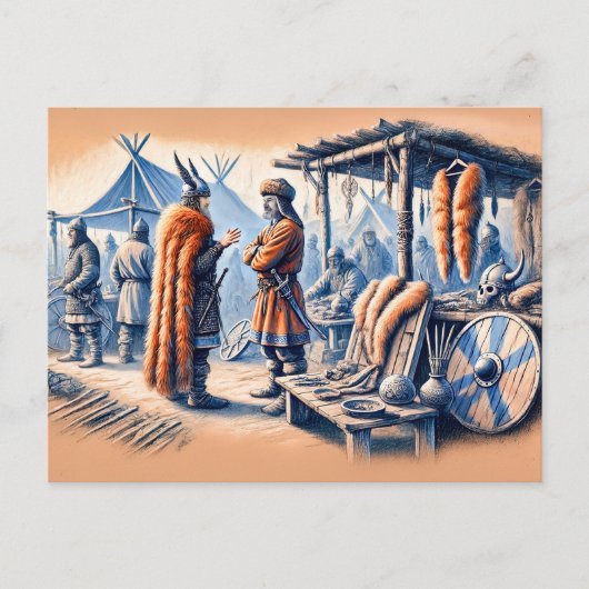 ハイタブトレーディングポストインパステルチョークスケッチ ポストカード (正面)