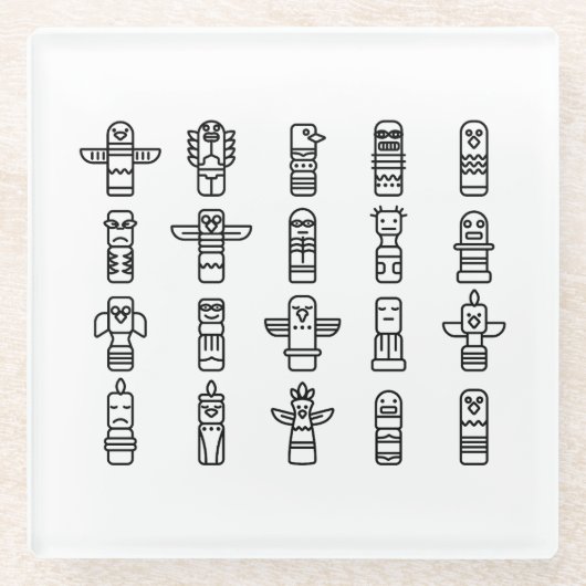 ハイダアニマルズ先住民インディアンハイダインディペンデント ガラスコースター (正面)