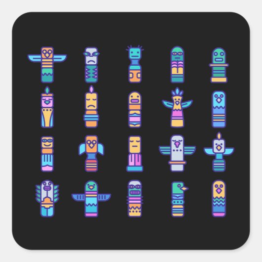 ハイダアニマルズ先住民カナダ先住民プライド スクエアシール (正面)