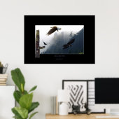 ハイダアートをテーマにしたレイヴン、イーグル&トーテムポール ポスター (ホームオフィス)