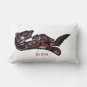 ハイダアートスタイルシーオッターワイルドライフ装飾用クッション ランバークッション (正面)