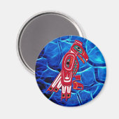 ハイダイーグル&ブルーフラクタル先住民アートマグネット マグネット (正面/裏面)