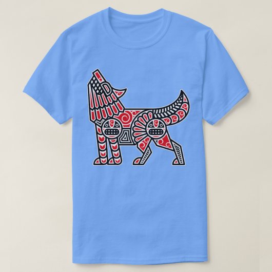ハイダウルフアメリカインディアン先住民アメリカインディゲノ Tシャツ (デザイン正面)