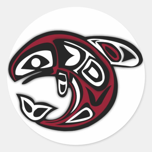 ハイダオルカノースウエストコーストキラーホエールアート ラウンドシール (正面)