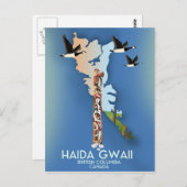 ハイダグワイブリティッシュコロンビアカナダの地図 ポストカード (正面/裏面)