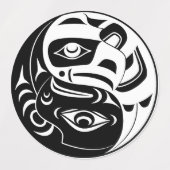 ハイダサンダーバードブラックアンドホワイトイーグルサークル ラベル (デザイン1)