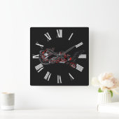 ハイダスタイルマザーオッターとベビーオッター先住民アート スクエア壁時計 (ホーム)