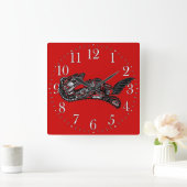 ハイダスタイルマザーオッターとベビーオッター先住民アート スクエア壁時計 (ホーム)