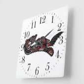 ハイダスタイルマザーオッターとベビーオッター先住民アート スクエア壁時計 (傾斜)