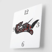 ハイダスタイルマザーオッターとベビーオッター先住民アート スクエア壁時計 (傾斜)