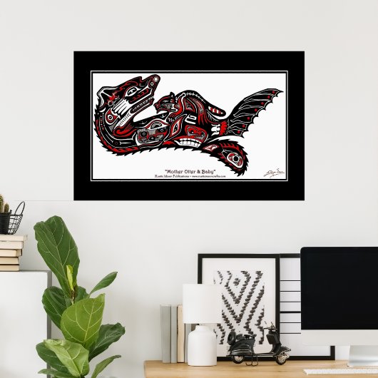 「ハイダスピリット」ファースト・ネーションズ・スタイル・オッターアートプリント ポスター (ホームオフィス)