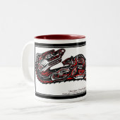 「ハイダスピリットMUG」先住民アメリカスタイルオッターアート ツートーンマグカップ (正面左)