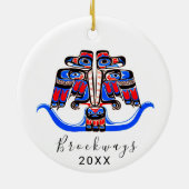 ハイダトライバルダブルサンダーバード先住民アメリカン セラミックオーナメント (裏面)