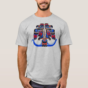 ハイダトライバルダブルサンダーバード先住民アメリカン Tシャツ
