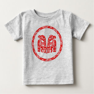 ハイダ儀式先住民カナダ先住民ダブルイーグル ベビーTシャツ