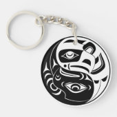 ハイダ族のサンダーバードと黒白のワシの円紋 キーホルダー (正面)