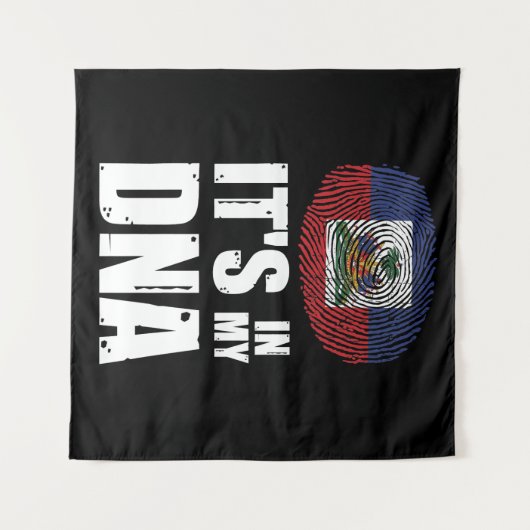 ハイチそれは私のDNA指紋ハイチ国旗の中にある タペストリー (正面(横))