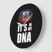 ハイチそれは私のDNA指紋認証ハイチ国旗にある ラージ壁時計 (傾斜)