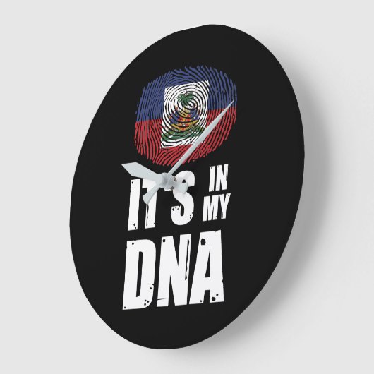 ハイチそれは私のDNA指紋認証ハイチ国旗にある ラージ壁時計 (傾斜)