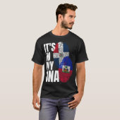 ハイチとドミニカミックスDNA国旗の伝統Pullov Tシャツ (正面フル)