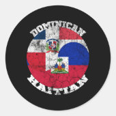 ハイチとドミニカ国旗ハーフハイチハーフドミニク ラウンドシール (正面)