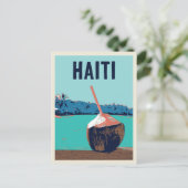 ハイチのおいしいココナッツドリンク葉書 ポストカード (スタンド正面)