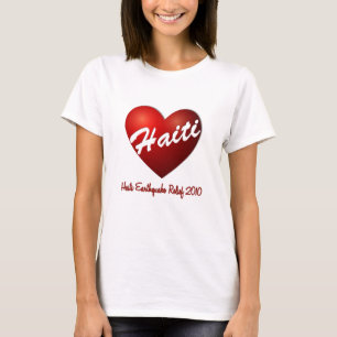 ハイチのハートの地震のレリーフ、浮き彫り Tシャツ